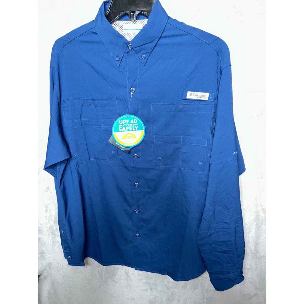 Columbia Men's PFG Tamiami  Long Sleeve Fishing Shirt Size S Blue NWT